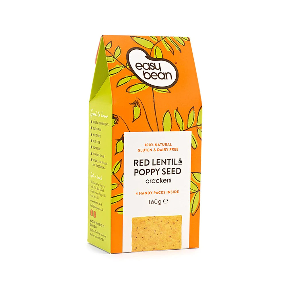 Red Lentil & Poppy Seed Crackers - 150g - Easy Bean